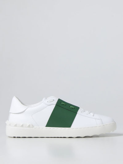 Shop Valentino Open Leather Sneakers In Green
