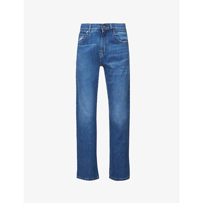 Shop Max Mara Zena Faded Straight-leg Mid-rise Jeans In Blue Jeans