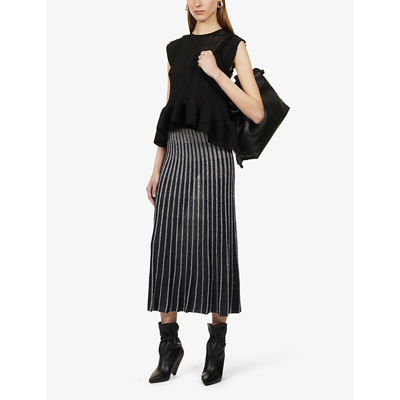 Shop Stella Mccartney Pleated Mid-rise Woven Midi Skirt In Multicolour