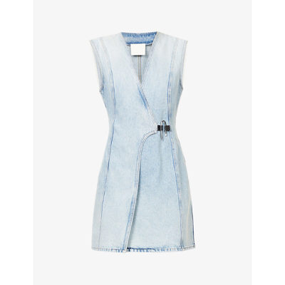 Shop Givenchy Sleeveless Denim Mini Dress In Light Blue