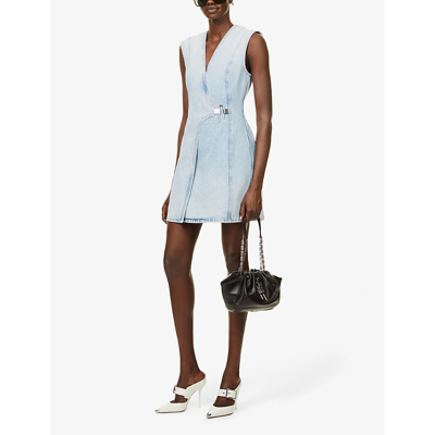 Shop Givenchy Sleeveless Denim Mini Dress In Light Blue