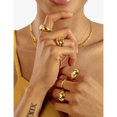Shop Monica Vinader Womens Gold Deia 18ct Yellow Gold-plated Vermeil Silver And 0.04ct Brilliant-cut Diam