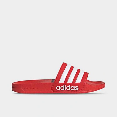 Shop Adidas Originals Adidas Men's Adilette Shower Slide Sandals In Vivid Red/footwear White/vivid Red