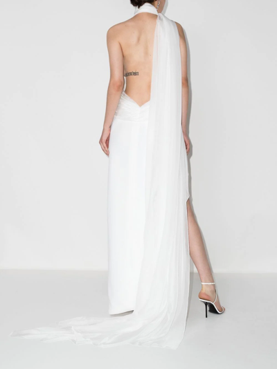 Shop Monot Halterneck Maxi Dress In White