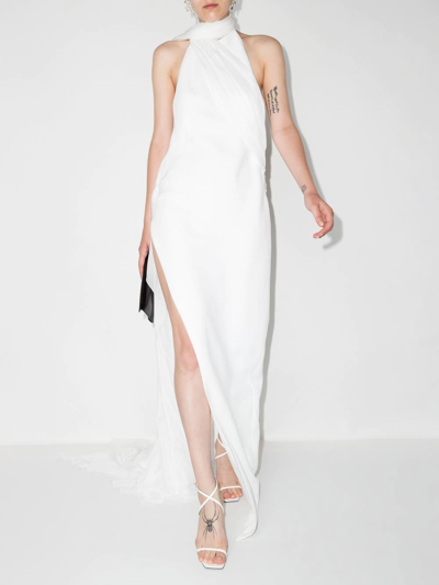 Shop Monot Halterneck Maxi Dress In White