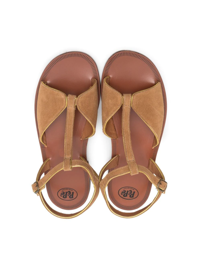 Shop Pèpè Suede T-bar Sandals In Brown
