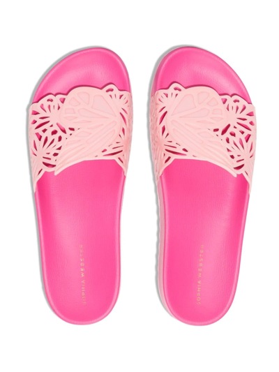 Shop Sophia Webster Lia Flat Slides In Pink