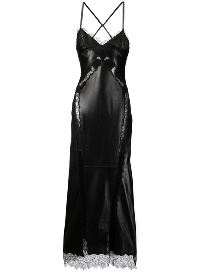 ROBERTO CAVALLI LACE-TRIM MIDI DRESS 