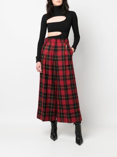 Roberto Cavalli Plaid Wide-leg Trousers In Red
