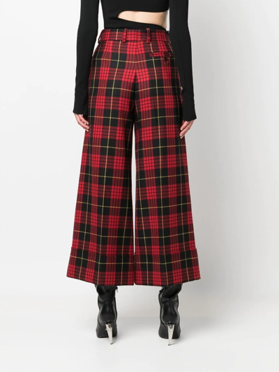 Roberto Cavalli Plaid Wide-leg Trousers In Red