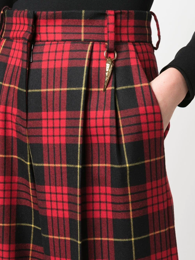 Roberto Cavalli Plaid Wide-leg Trousers In Red