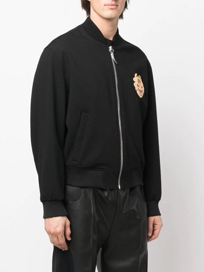 Shop Roberto Cavalli Logo-patch Bomber Jacket In Black