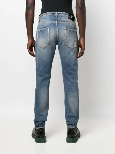Shop Roberto Cavalli Logo-patch Straight-leg Jeans In Blue