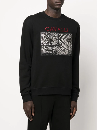 Shop Roberto Cavalli Logo-print Sweatshirt In Black