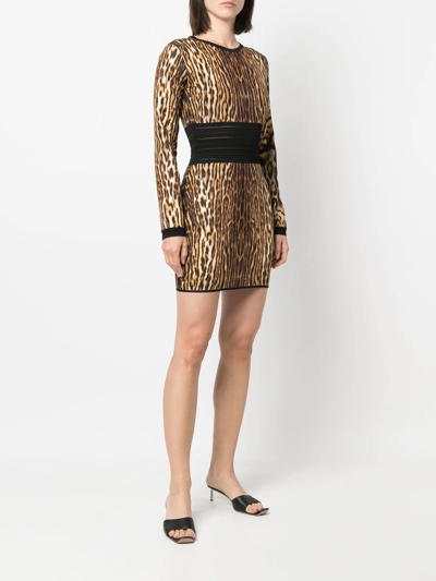 ROBERTO CAVALLI LEOPARD-PRINT FITTED MINIDRESS 