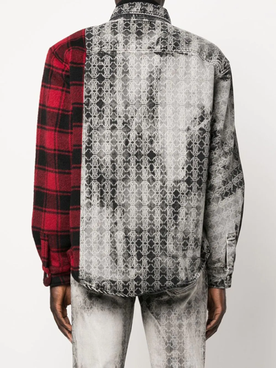 Roberto Cavalli Long-sleeved Patchwork Shirt In Grey