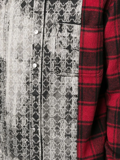 Roberto Cavalli Long-sleeved Patchwork Shirt In Grey