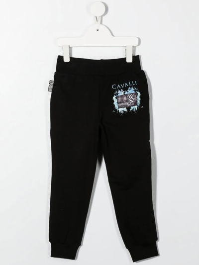 Shop Roberto Cavalli Junior Logo-print Track Trousers In Black