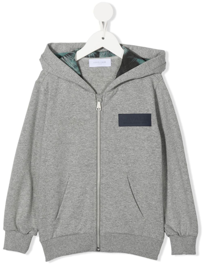 Shop Roberto Cavalli Junior Logo-patch Zip-front Hoodie In Grey
