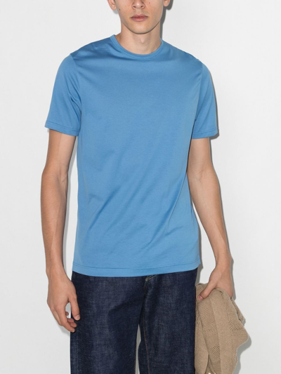 Shop Sunspel Round-neck Short-sleeve T-shirt In Blue