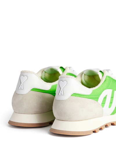 Shop Ami Alexandre Mattiussi Logo-patch Panelled Low-top Sneakers In White