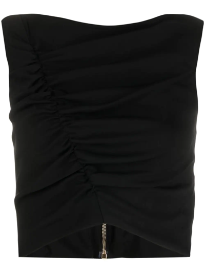 Shop Versace Gathered Sleeveless Top In Black