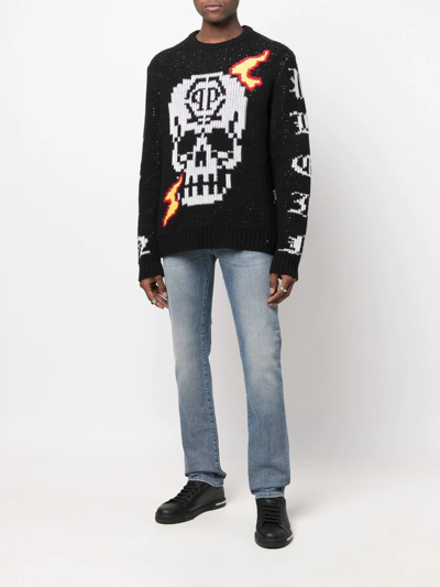 Philipp Plein Hexagon Straight-cut Jeans In Blue