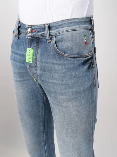 Shop Philipp Plein Hexagon Straight-cut Jeans In Blue