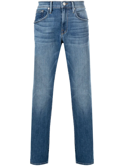 Shop Frame Straight-leg Mid-rise Jeans In Blue