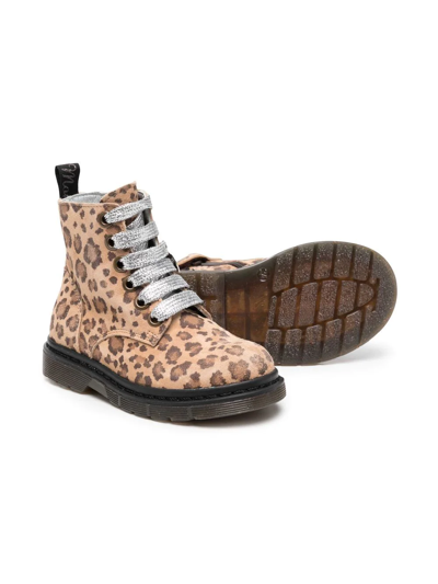 Shop Monnalisa Leopard-print Ankle Boots In Brown