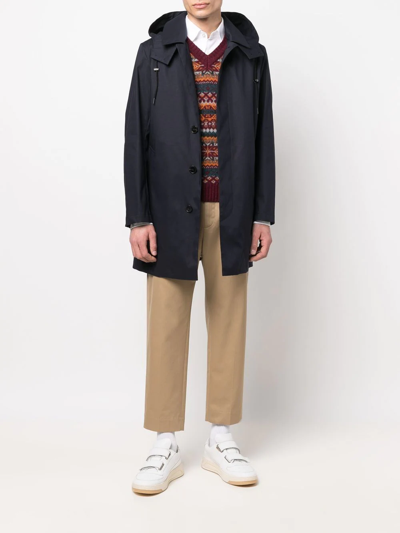 Mackintosh Cambridge Hood Cotton Coat In Blue