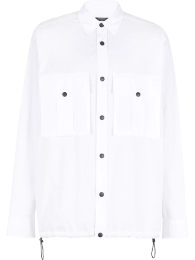 Shop Balmain Patch Pocket Over Shirt In White