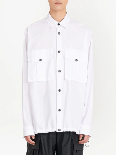 Shop Balmain Patch Pocket Over Shirt In White