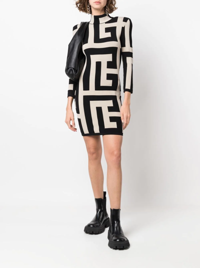 BALMAIN GEOMETRIC-PRINT DRESS 