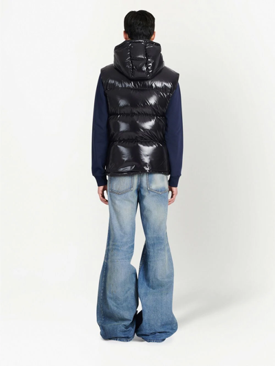 Balmain Puffer Hooded Sleeveless Jacket In Black