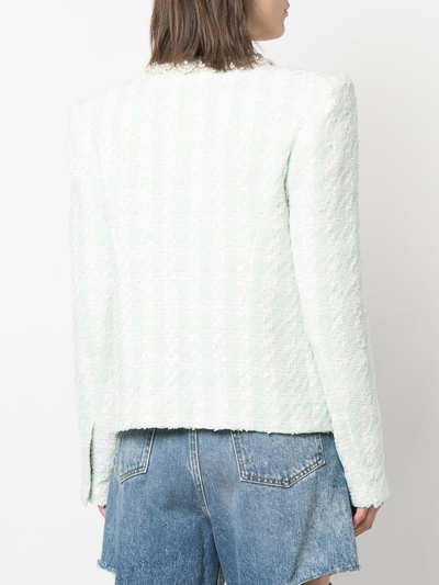 Balmain Embellished Tweed Jacket In Green