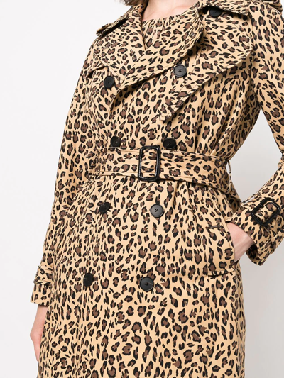 Shop Adam Lippes Cheetah-print Trench Coat In Brown
