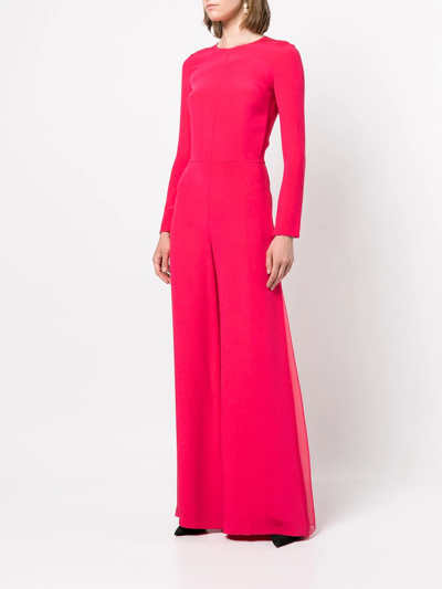 Shop Adam Lippes Flared Long-sleeve Jumpsuit In Pink