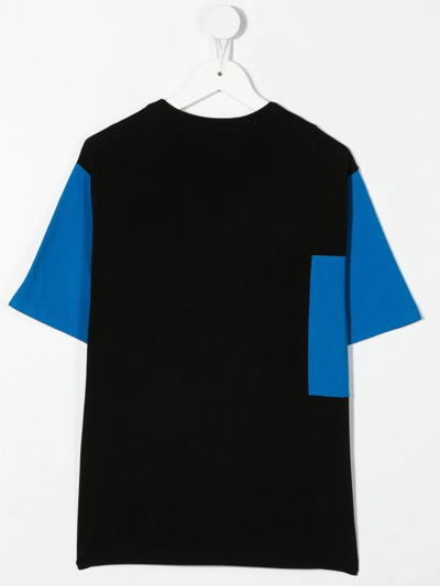 Shop Marni Logo Colour-block T-shirt In Black