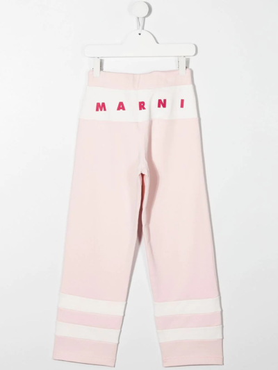 Shop Marni Drawstring Stripe-detail Tracksuit Bottoms In Pink
