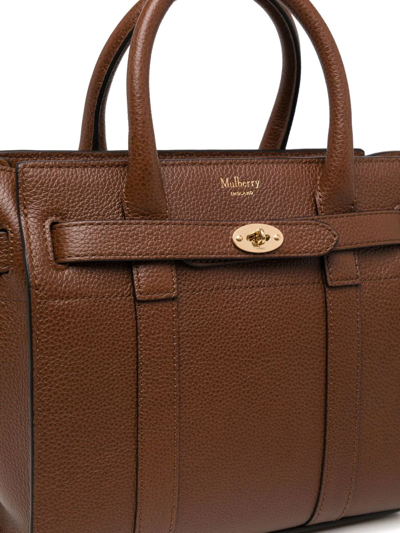 Shop Mulberry Mini Bayswater Grained Bag In Brown
