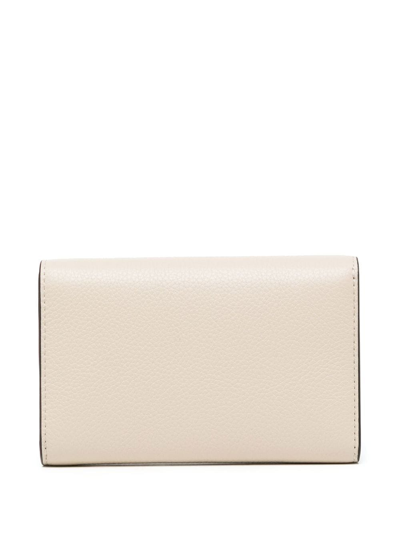 Shop Mulberry Pebbled Logo Lettering Wallet In Neutrals