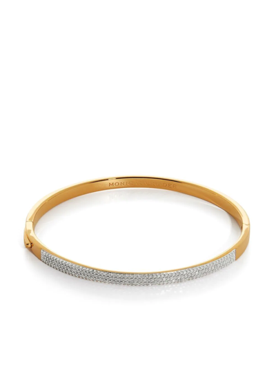 Shop Monica Vinader Essential Diamond Pave Bangle In Gold