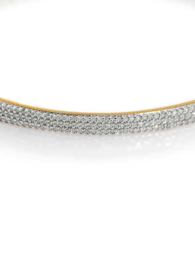 Shop Monica Vinader Essential Diamond Pave Bangle In Gold