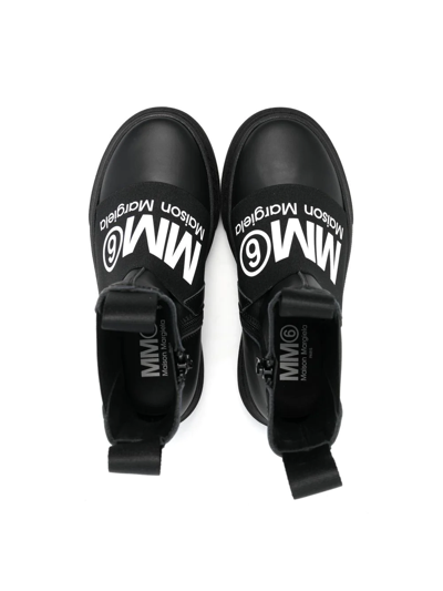 Shop Mm6 Maison Margiela Logo-print Detail Ankle Boots In Black