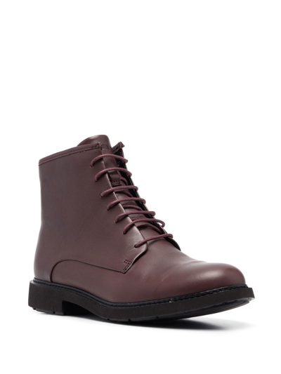 Camper Ankle Lace-up Fastening Boots In Brown