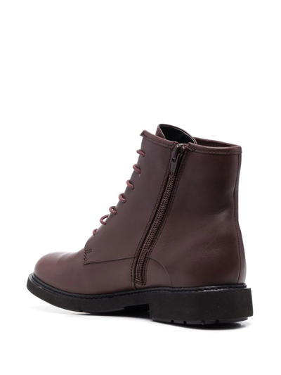 Camper Ankle Lace-up Fastening Boots In Brown