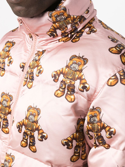 Moschino Graphic-print Padded Coat In Pink