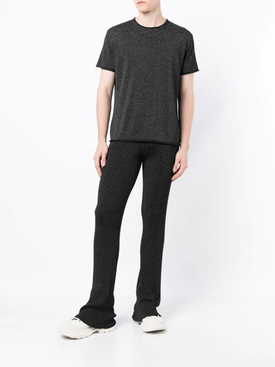 Dion Lee Marl-knit Ribbed Flared Trousers In Black