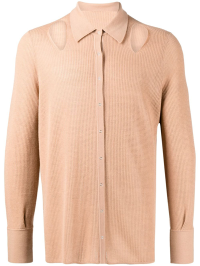 Shop Dion Lee Wool-blend Rib Pointelle Shirt In Brown